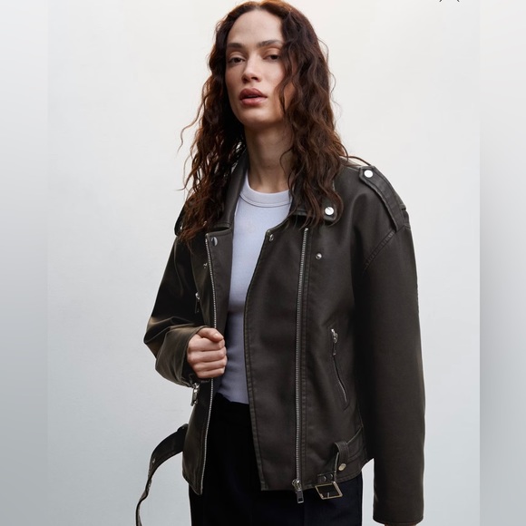 Distressed-effect biker jacket size M - Picture 6 of 9